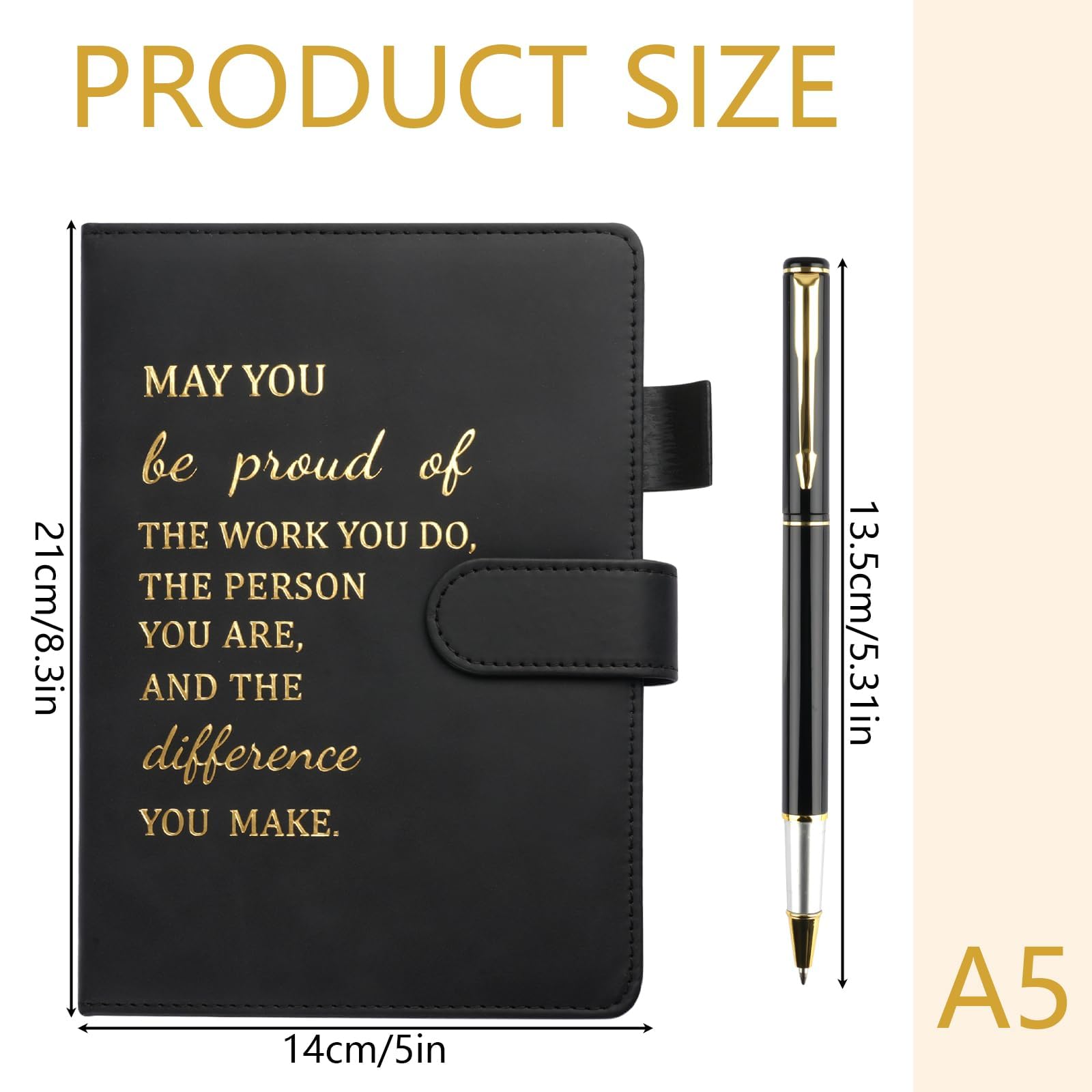Hopton Inspirational Notebook, PU Leather Notebook and Pen Set, Employee Appreciation Gifts - Image 2