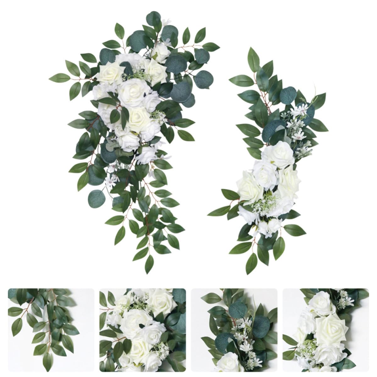 UKCOCO 2 Stück Kunst Rosenköpfe aus Kunststoff als Blumenschmuck für Hochzeitsfeier Deko mit Realistischer Simulation zur Selbstgemacht Dekoration Am Treppengeländer und Kaminsims