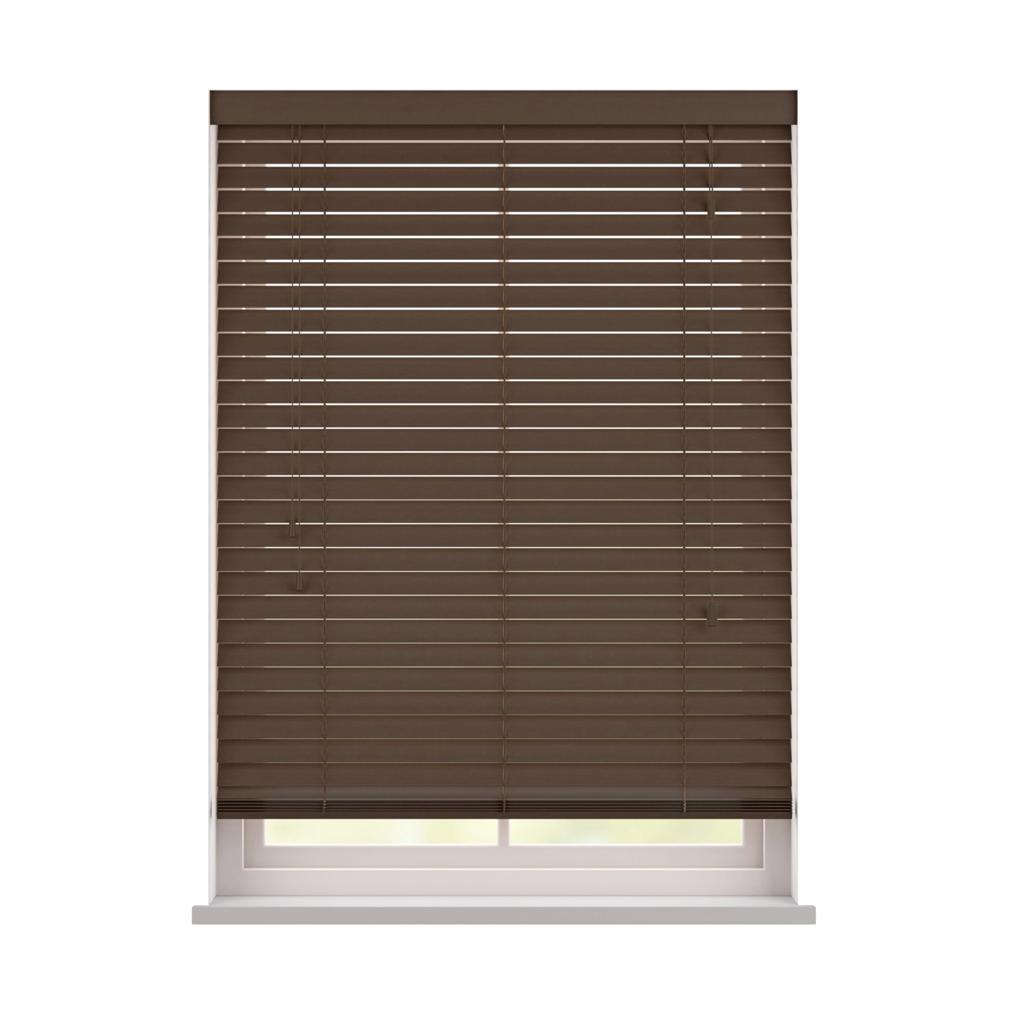 Custom Made To Measure Real Wooden Venetian Blinds with strings (50mm Slats) (Chestnut Oak, 40cm - 60cm (Width) x Up To 120cm (Drop))