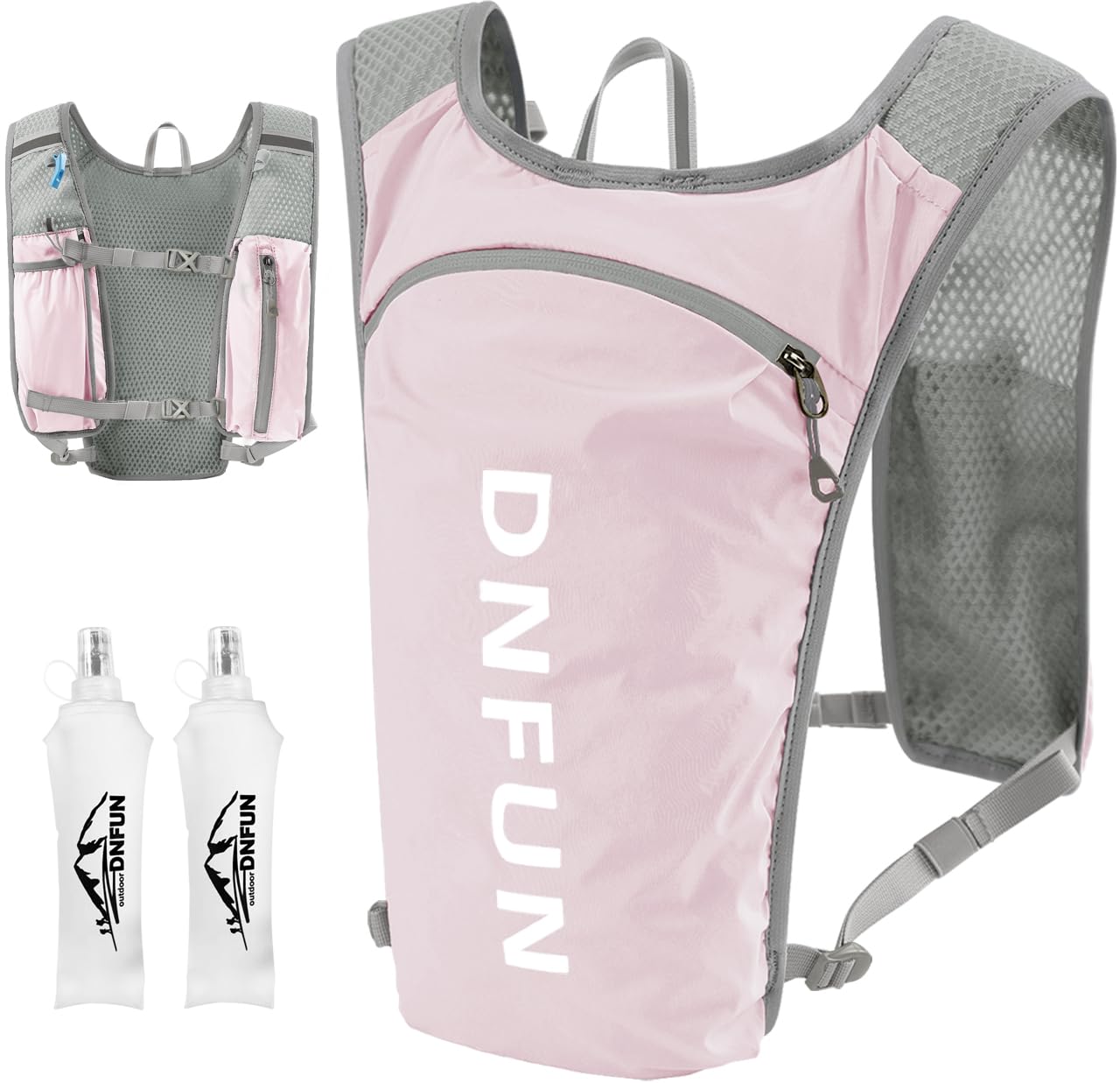DNFUN Laufweste Damen Herren,verstellbare Trinkweste mit 1.5L Trinkflasche,5L Running Vest Trinkrucksack für Laufen,Jogging