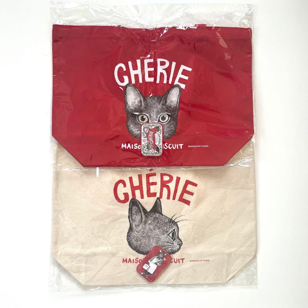 CHÉRIE×ヒグチユウコ/限定LEOトート２種類缶バッチ付き CHÉRIE×ヒグチユウコ 限定LEOトート2種類 缶バッチ付き