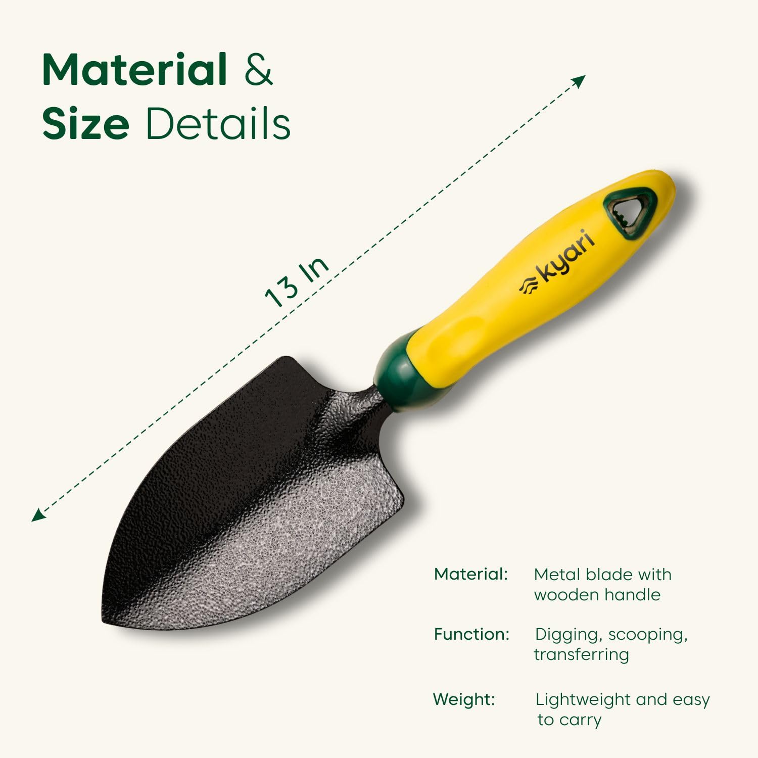 Kyari Garden Trowel for Gardening, Rust-Resistant Hand Mini Shovel for Planting, Digging & Transplanting, Small Garden Tool for Home Garden & Pots - Image 5 thumbnail
