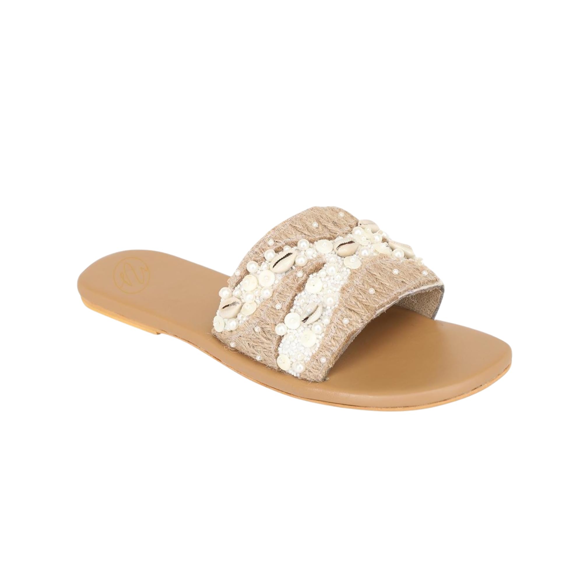 Embellished Open Toe Flats | Gold |-image-41