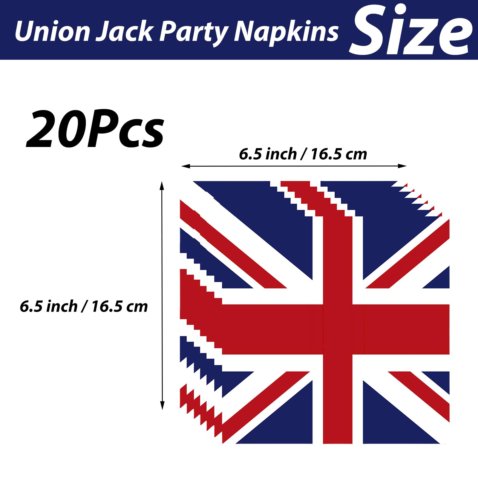 Union Jack Paper Napkins,16 Pack UK Party Union Jack Serviettes,UK GB Napkin Supplies Britain for Street Party Decor,National Events Serviettes Decoration - Image 2