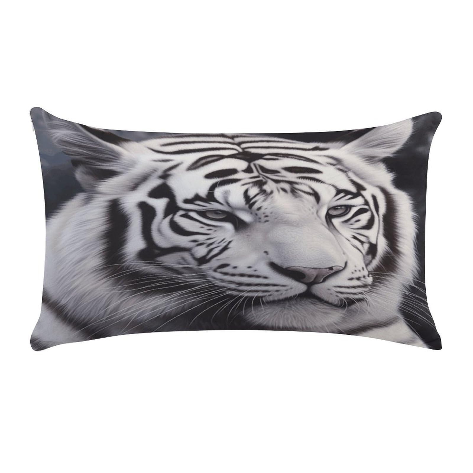 MUSM White Tiger Throw Pillow Cover Rectangle Short Plush Pillowcase Soft Luxury Decorative Lumbar Throw Pillow Case with Zipper Short Plush Cushion Cases 12 X 20 Inch