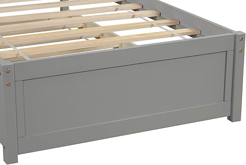 Miniatura 22 de P PURLOVE Cama de plataforma de tamaño individual con cabecero, marco de cama de madera con cama nido (blanco) White Frame,expreso (Espresso