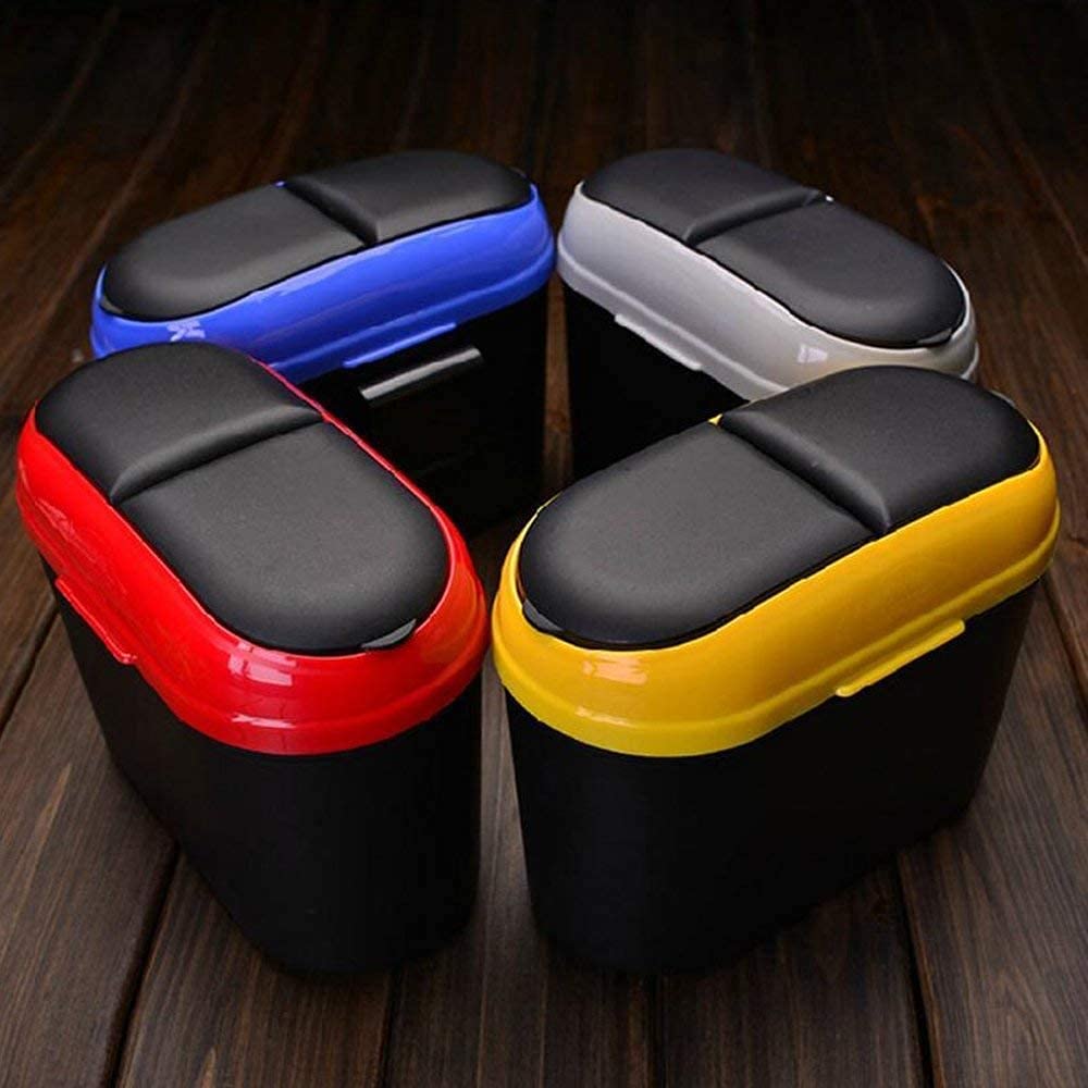 AlokrupswamAlokrupswam Car Trash Can Bin Small Leakproof Car Garbage Can Mini Vehicle Trash Bin Car Trash Bags Garbage Dustbin Organizer Container for Car Office Kitchen Bedroom Home (Pack of 1)