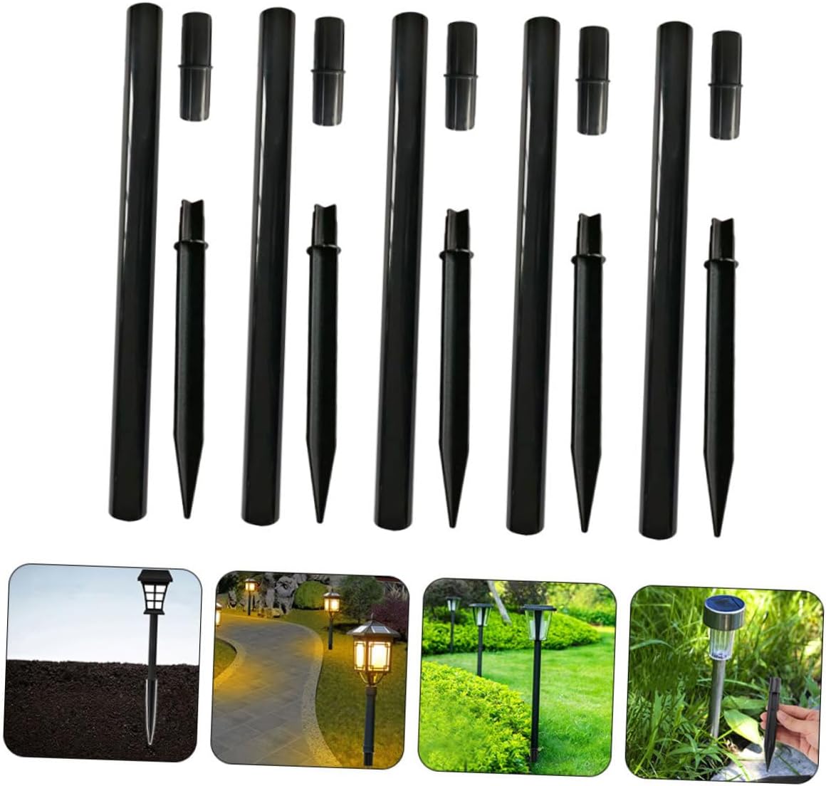 Lawn Light Accessories 15-Piece Set Plastic Replacement Joints Extension Poles and Stakes for Outdoor Solar Lights Landscape Lighting