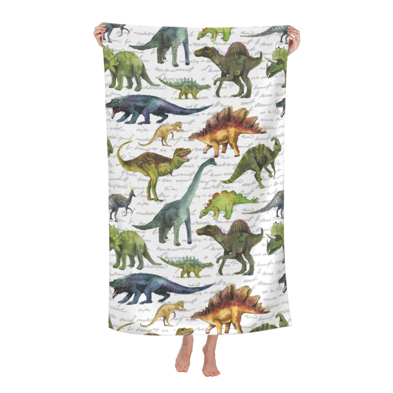 LSRCPD Cool Dino Dinosaurs Beach Towel Soft Absorbent Microfiber Quick Dry Large Bath Towels for Bathroom Women Men Boys Girls Pool Camping Travel Swimming Picnic Sports