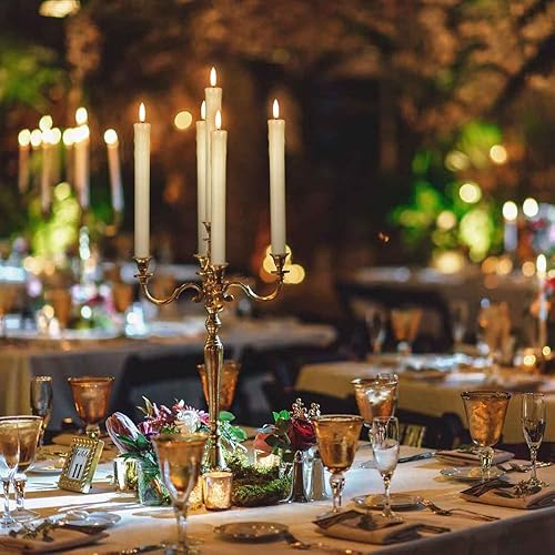 Miniatura 5 de GenSwin Velas cónicas de cera goteo sin llama parpadeantes con control remoto de 10 teclas, funciona con pilas, luz LED cálida 3D para ventana,