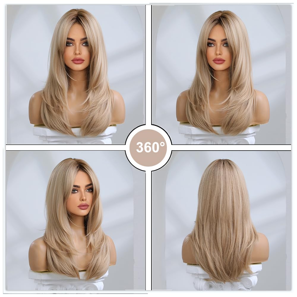 Amazon.com : Esmee Long Straight Blonde Wigs for Women  display picture 2
