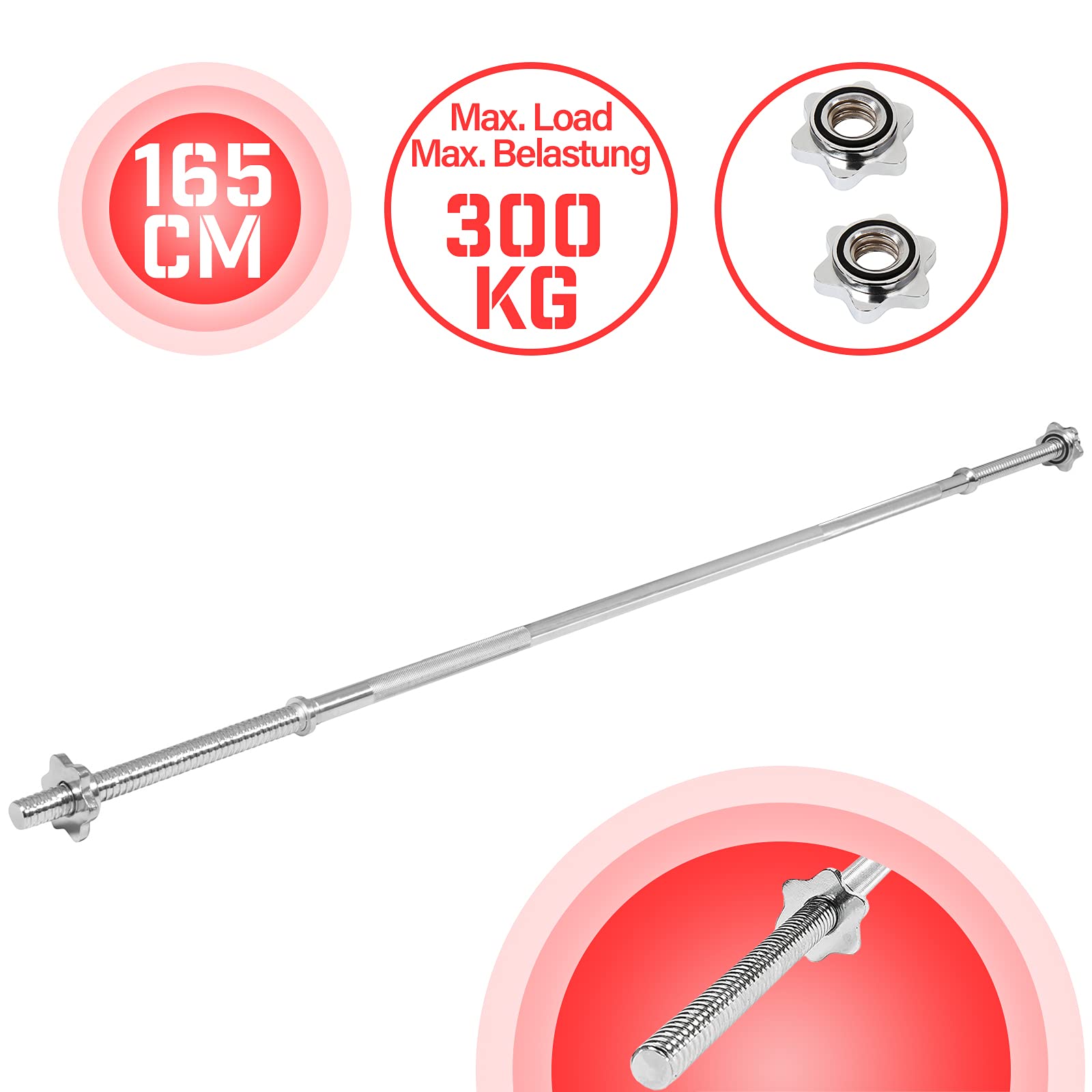 Physionics® Panca con Bilanciere e Pesi - Panca Regolabile con Portabilanciere, Barra (140/165 cm, 30 mm, Acciaio, Carico 300 kg), Dischi (31 mm, 2,5/5/10/15 kg), Set a Scelta - Stazione da Palestra
