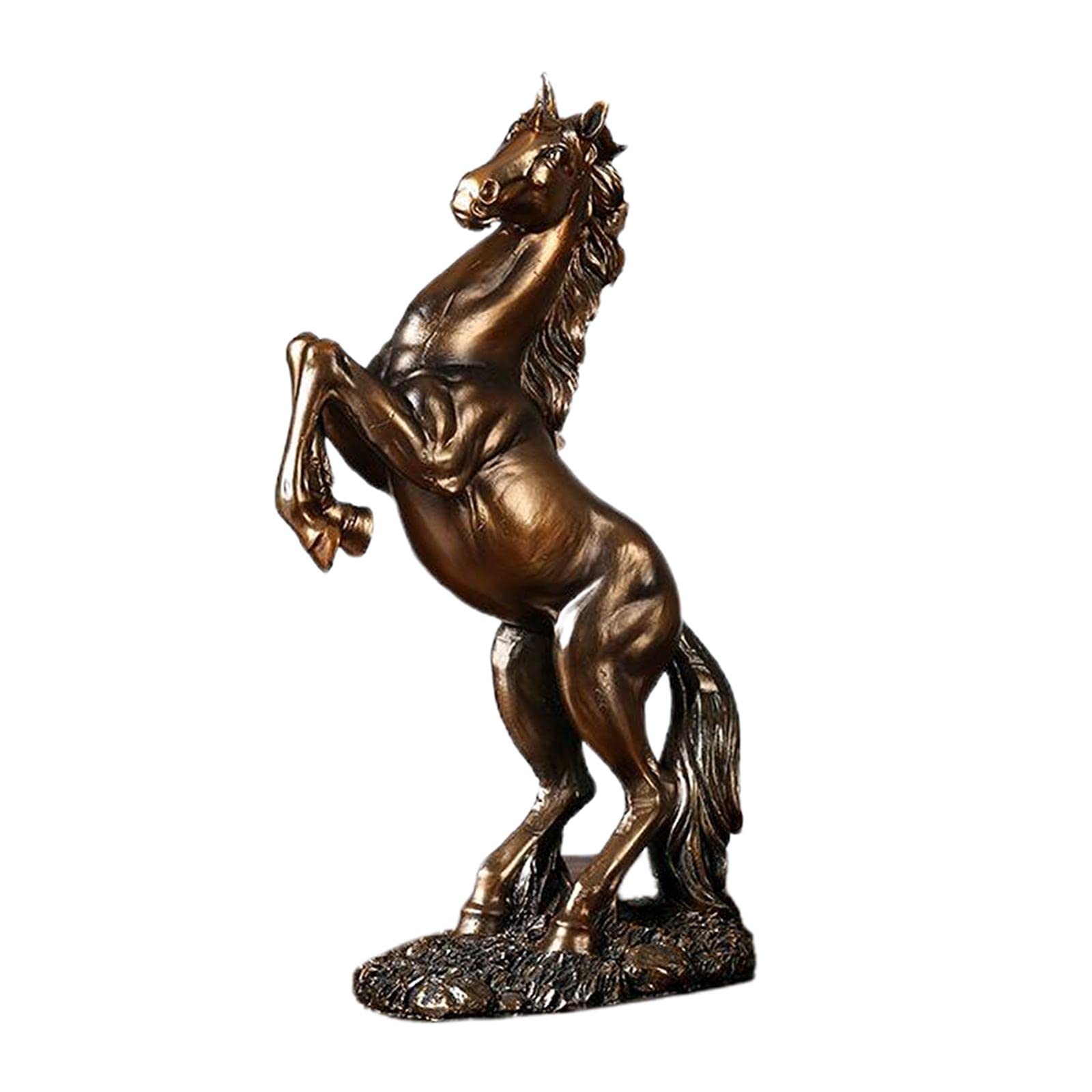 Loviver Copper Nordic Resin Horse Statue Running Horse Sculpture Animal Figure Desk Decorative Ornamentation Collection Gift,