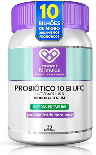 Probiótico 5 Cepas Premium (Lactobacillus e Bifidobacterium) Probiótico Intestinal 10 bilhões UFC 30 Cápsulas
