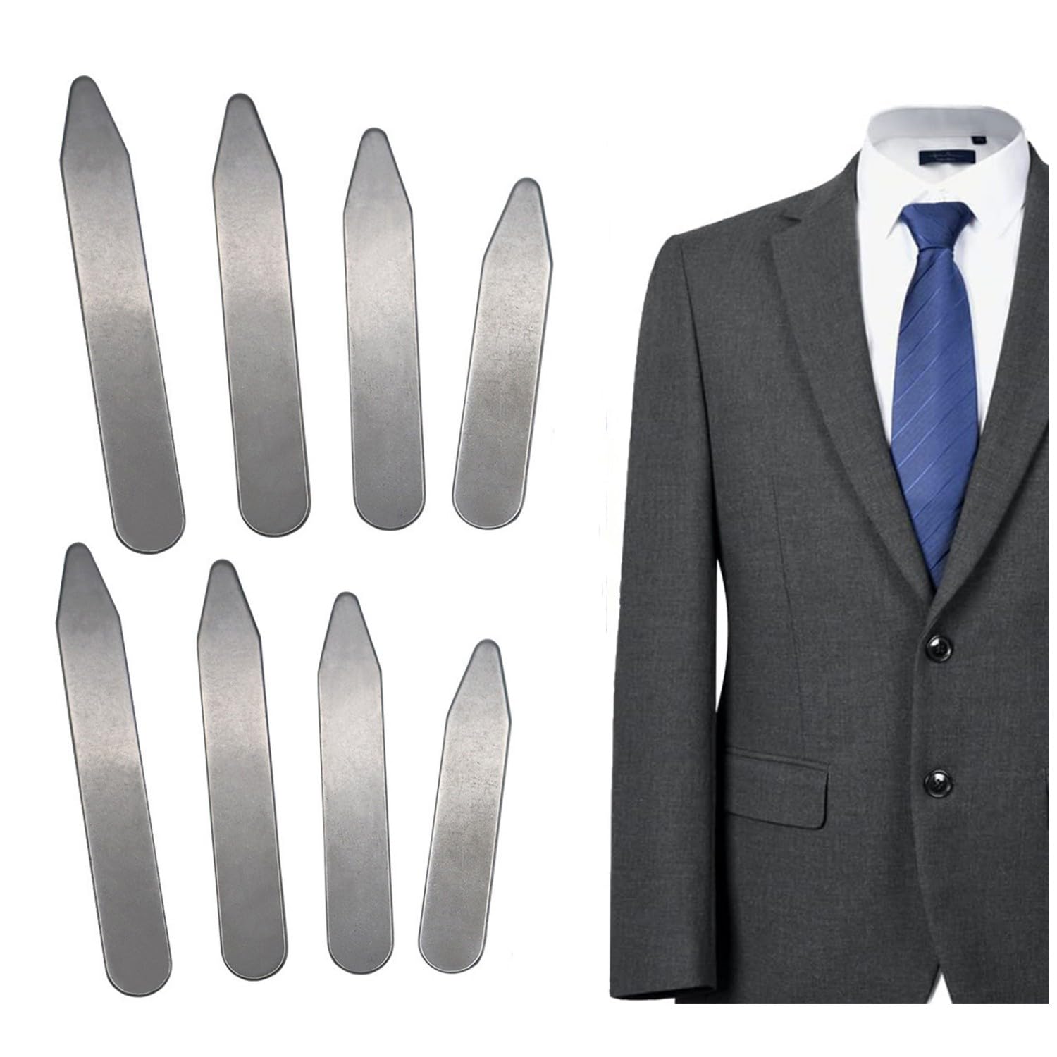 6Pcs Baleines De Col Chemise Gravées Personnalisées - Raidisseurs Collier Acier Inoxydable 3 Tailles