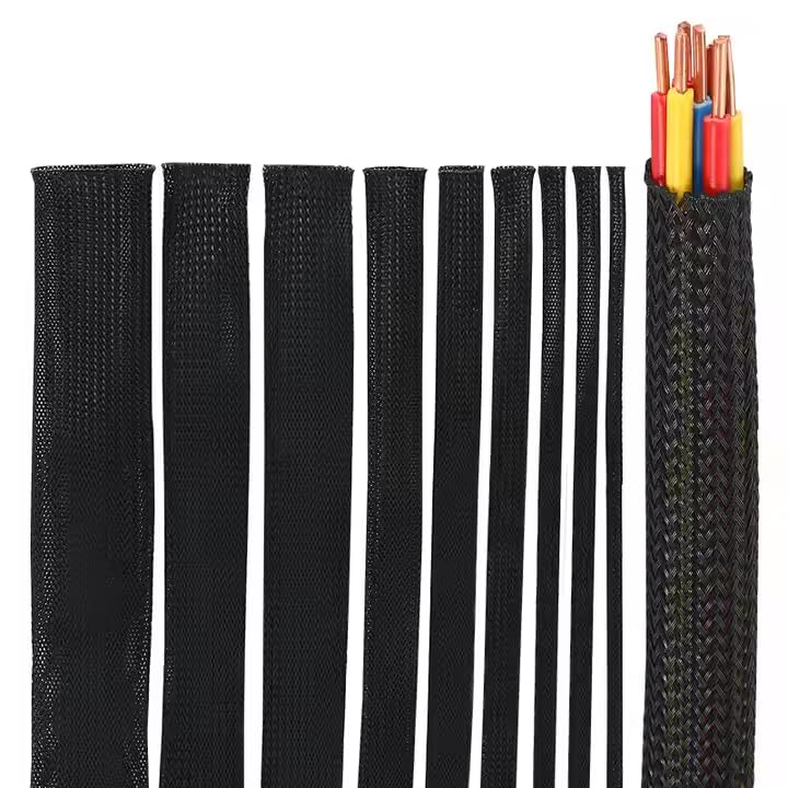 Cord Protector Split Braided Wire Sleeving Cable Management Black for Desk PC TV Computer USB Charger Cable (Black, 1.5"-6.6ft)