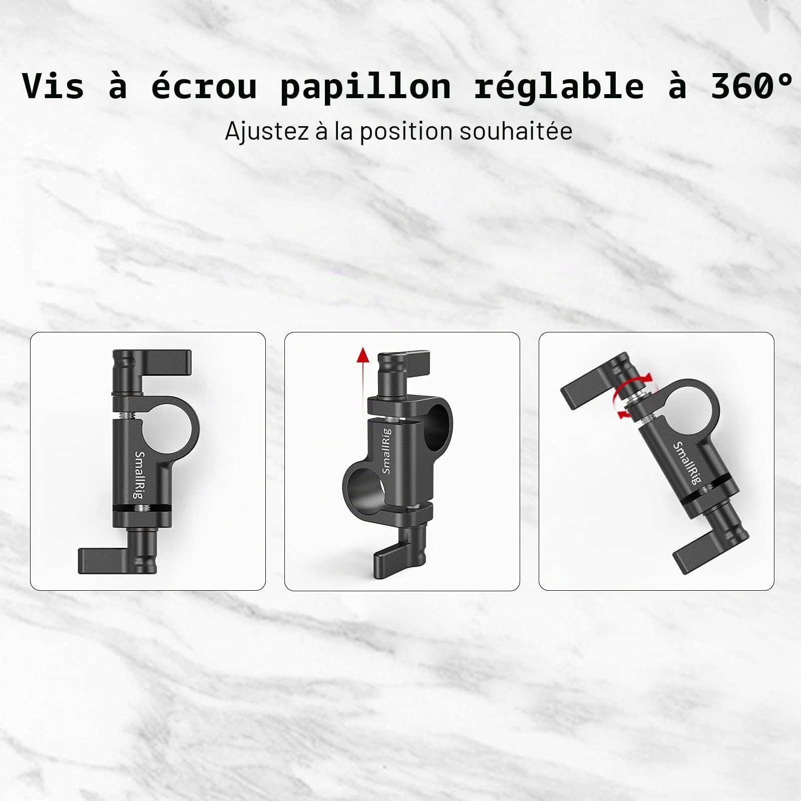 SMALLRIG Pince de serrage 90 degrés 15 mm pour appareil photo reflex numérique - 2069