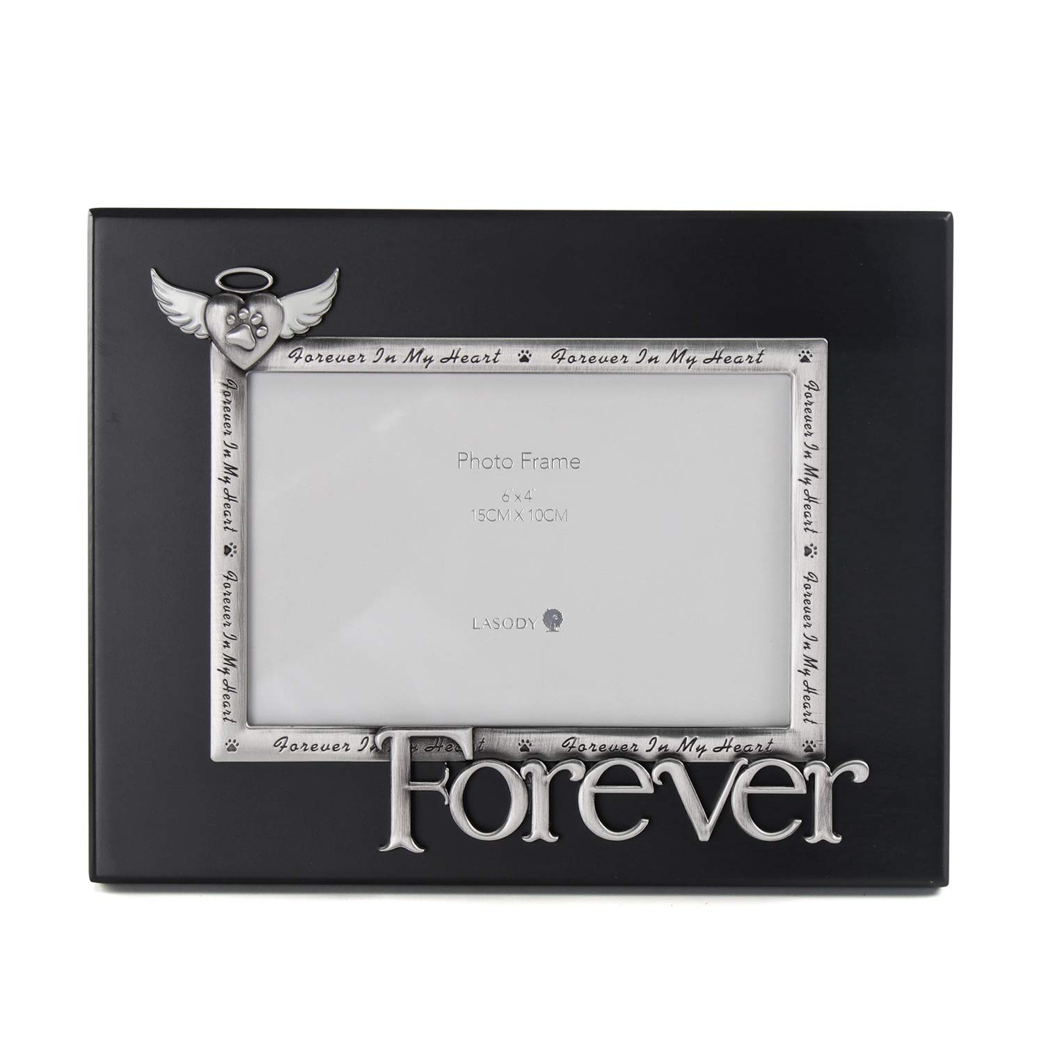 LASODY Sentiments Forever” Picture Frame,Memorial Picture Frame, Black, 4x6 inch, Pet Sympathy Gift, Forever in My Heart, Never Leave My Heart Frame