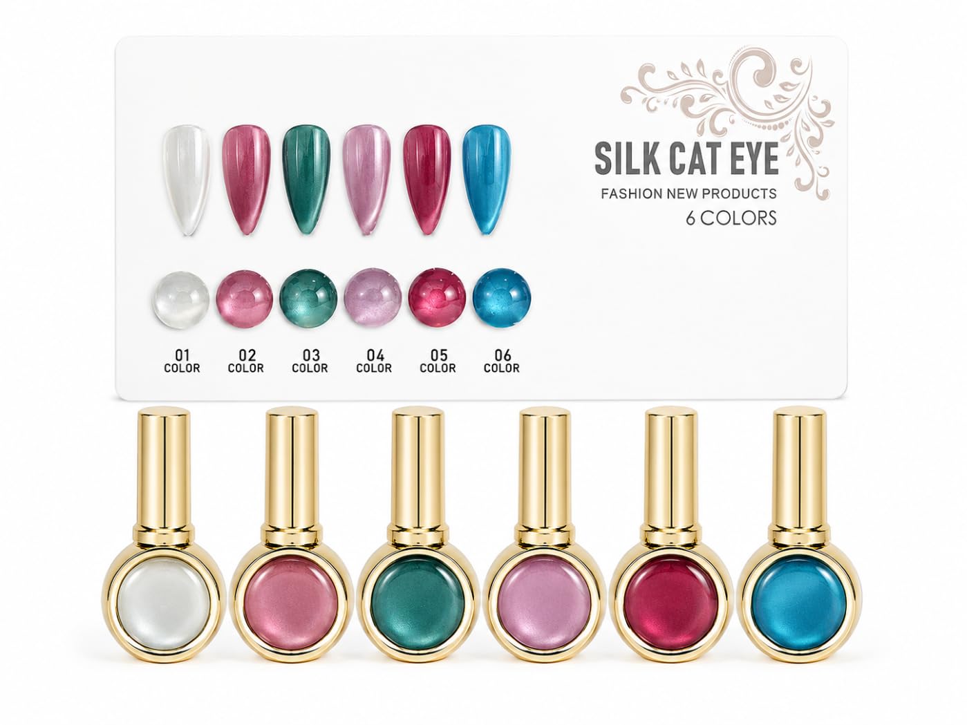 BOLT BEE Silk Cat Eye Gel Nail Polish Set | UV LED Soak Off Gel Polish Kit | Shimmer Cat Eye Effect | Long Lasting Nail Art for Home & Salon (BB PARIS)-image-36