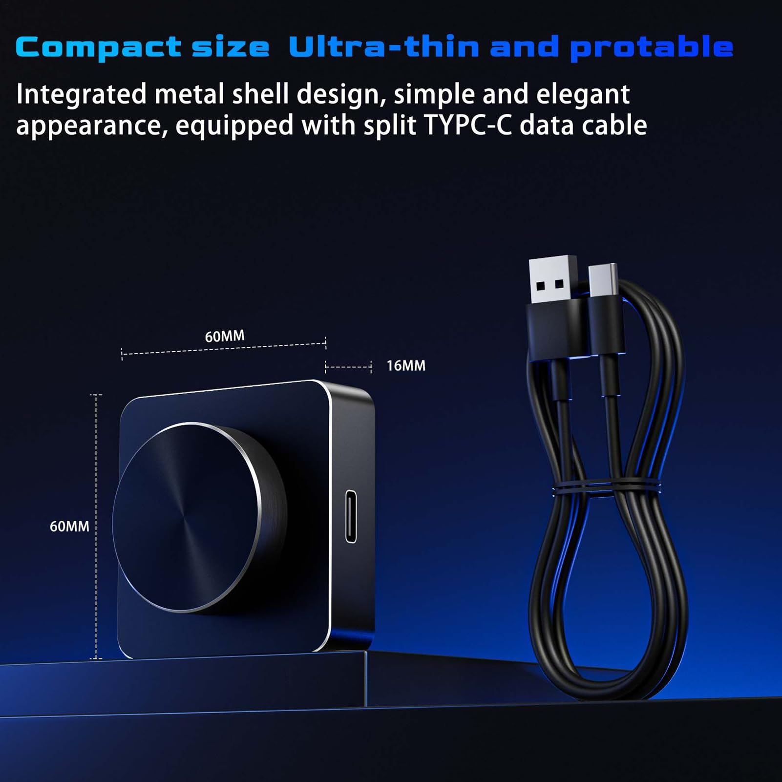 Generisch Bezprzewodowy regulator głośności, pilot zdalnego sterowania do mediów komputerowych, 2,36 x 2,36 x 3,1 , programowalne przyciski RGB, i wyciszona, wygodne narzędzie do