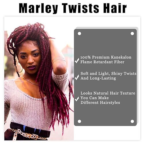 Miniatura 2 de Marley Hair - 3 paquetes de cabello trenzado de insectos Marley, cabello largo afro rizado trenzado para torsiones, Bug Marley, trenzas de cabello