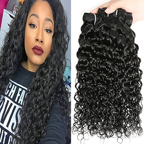 Mei You Brazilian Water Wave Bundles Virgin Curly Weave Human Hair 3 Bundles 8A Remy Wet and Wavy Hair Extensions 1B Natural Black Color (20.22.24) …