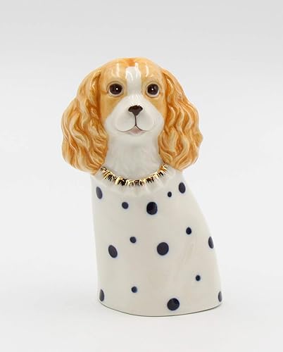 Cosmos Gifts Jarrón de porcelana fina Lady Cocker Spaniel Dog Bud Jarrón para brochas de maquillaje, soporte para lápices, 5-12 pulgadas de alto