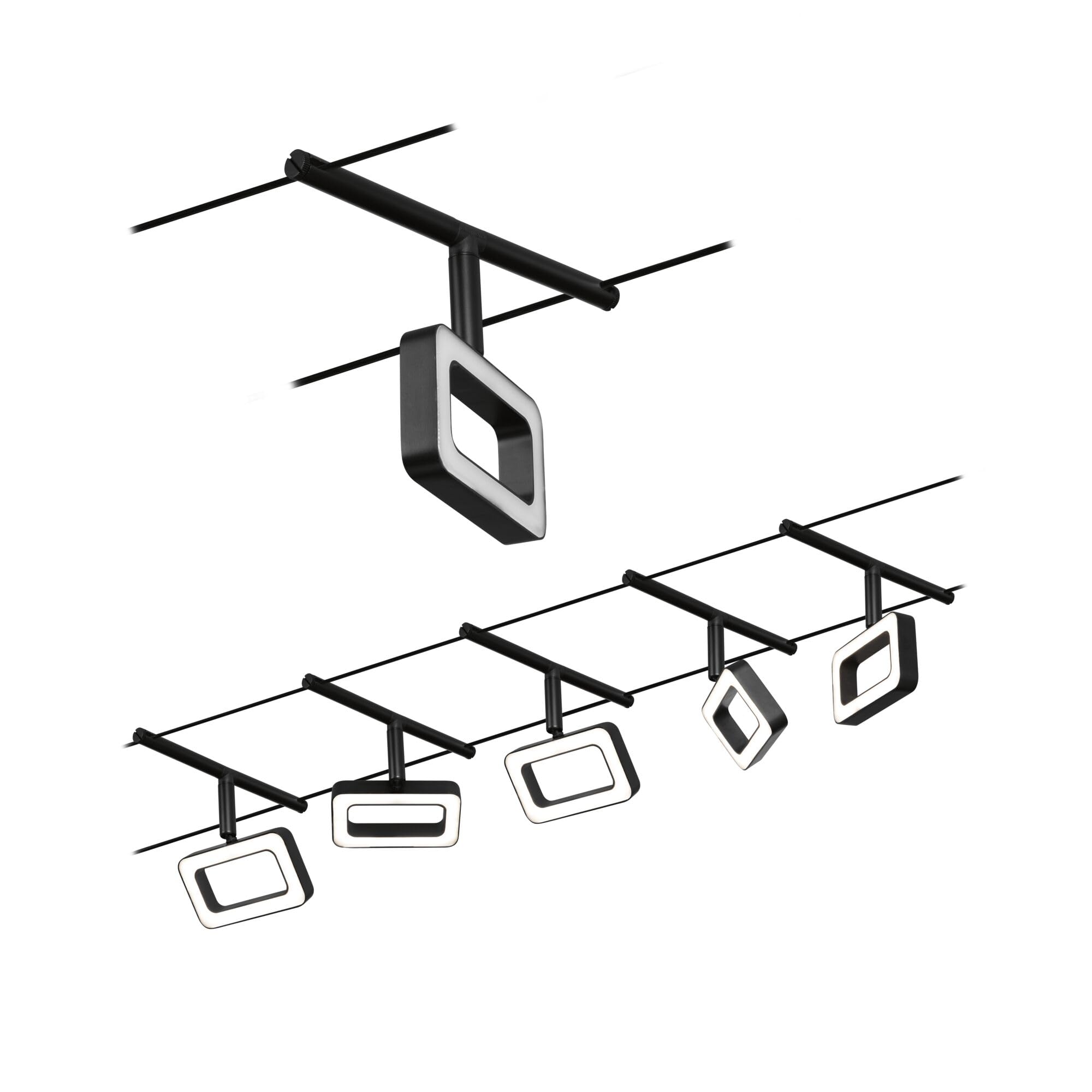 Paulmann 94485 - Kit base a LED, 5 x 400 lm, 5 x 4,8 W, bianco caldo, nero opaco, plastica cromata, metallo 3000 K