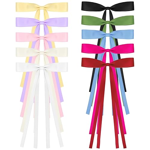 CIEHER 10 pinzas para el cabello para mujeres y niñas, lazos para el cabello con borla y lazo con cola larga, accesorios para el cabello para niños