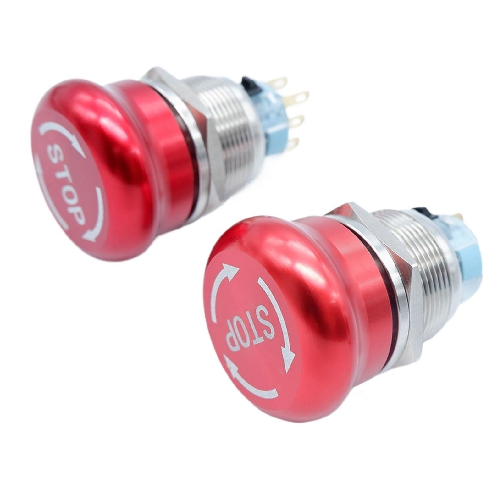 Interruptor pulsador de parada de emergencia de metal de 22 mm, con bloqueo de encendido y apagado, cabezal de hongo rojo, interruptor giratorio for elevador, 1NO1NC 2NO2NC(2NO2NC(6PIN))