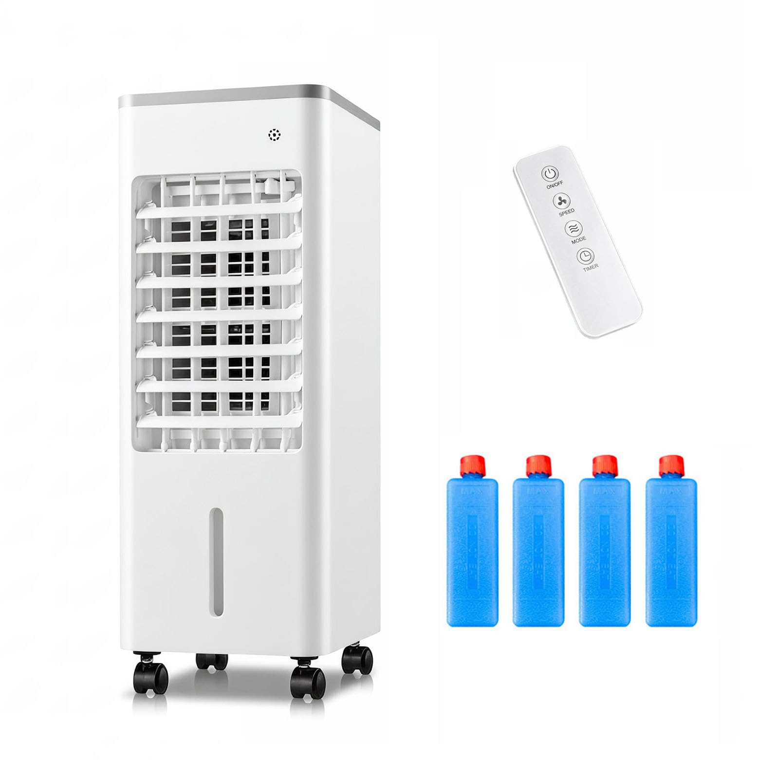 TYYCKJ Portable Evaporative Air Cooler with Remote Control, 6L Water Tank, 4 Modes, 3 Wind Speeds, 7.5H Timer, Rolling Casters for Home, Bedroom, Office