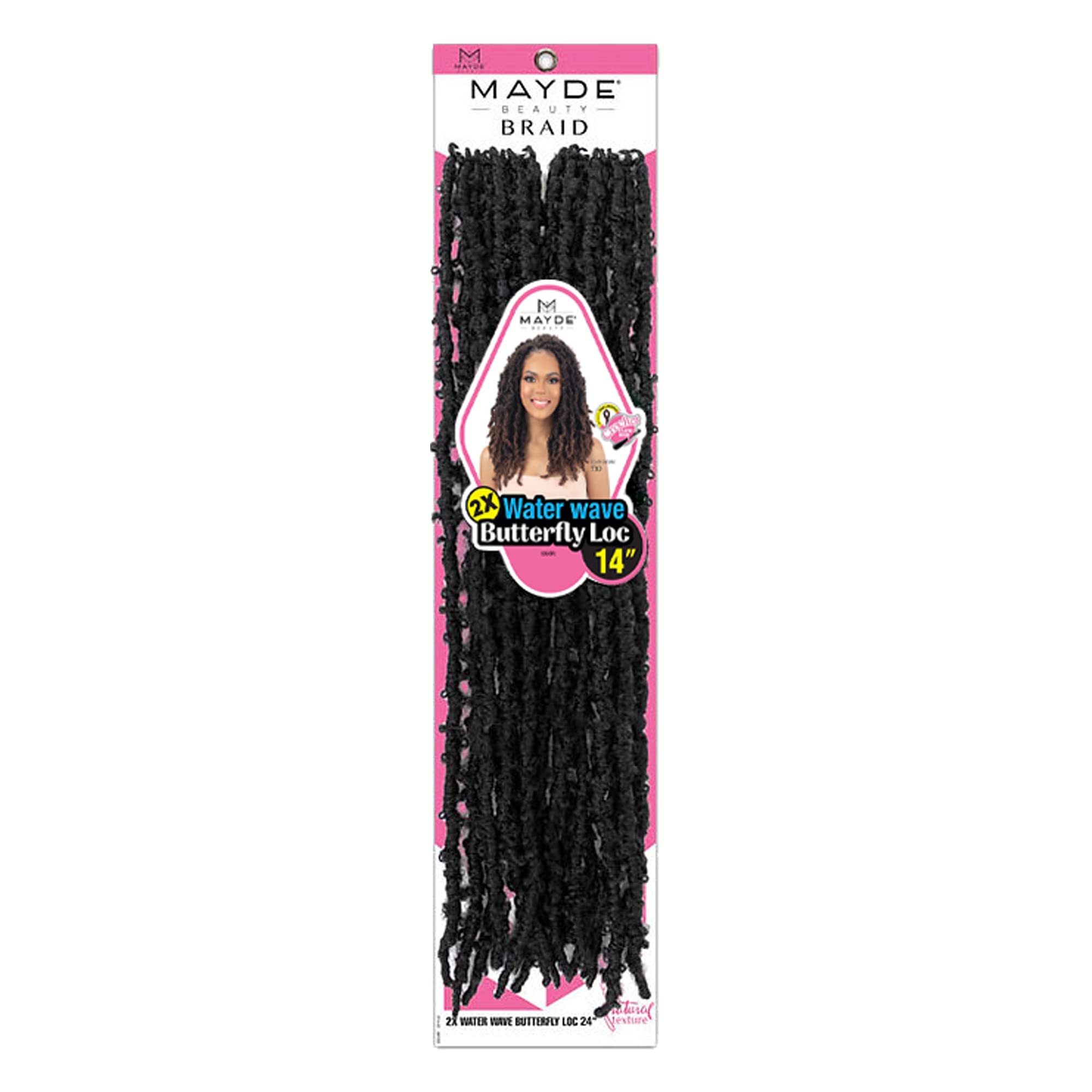 Mayde BeautyCrochet Braid 2X Water Wave Butterfly LOC 14" (3-Pack, T27)