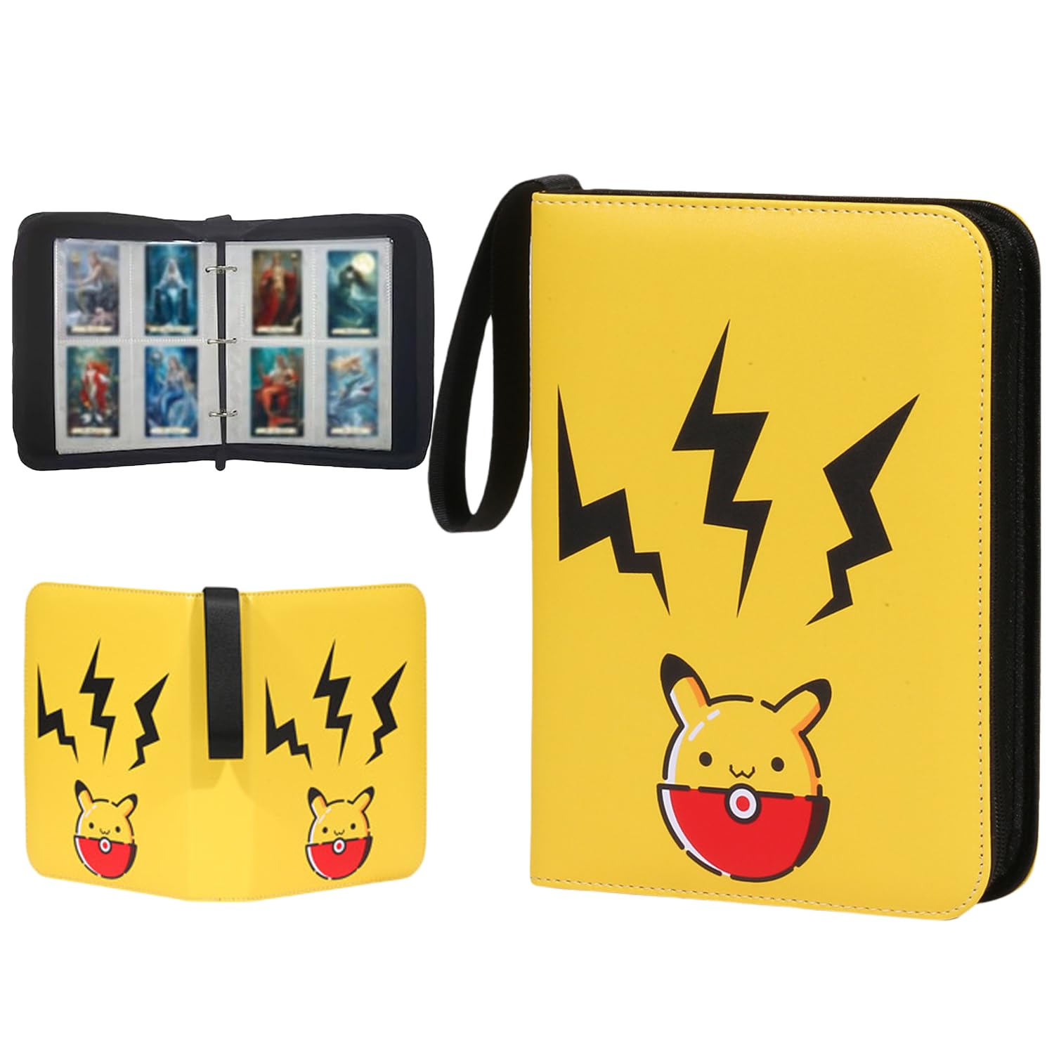 Zhuiyiwin Ball Mouse 4 Pocket Trading Card Binder,400 Pockets Card Binder Folder, Pu Leather Card Folder Trading For Mtg Sports Baseball Tcg Football Basketball Cards ((, 4-Pocket)
