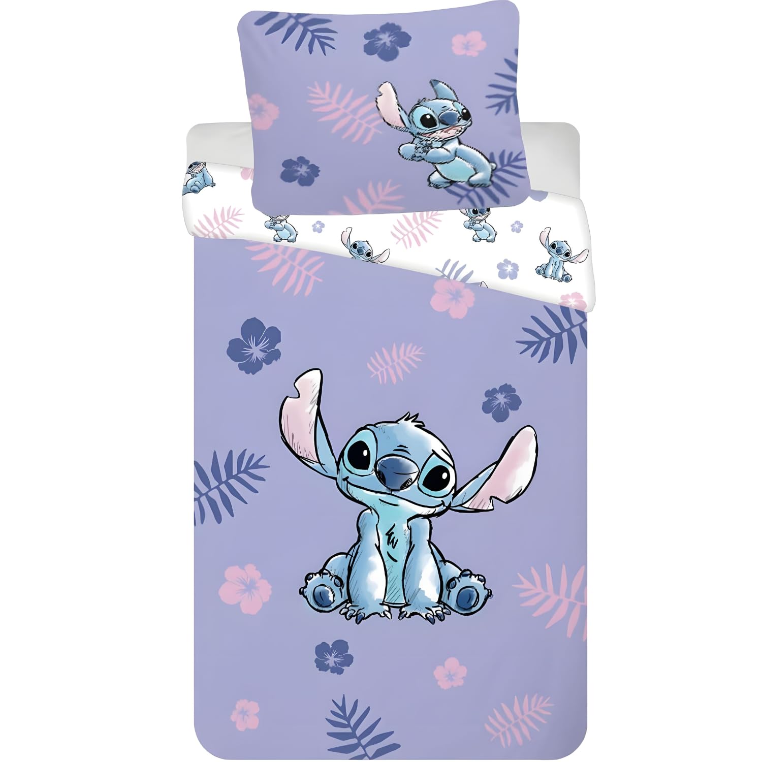 Brandmac Stitch Disney Lilo & Riversible Bedding Set | Single Size Duvet Cover 140X200 Cm & Pillowcase 50X70 Cm, 100% Cotton | Soft & Breathable Bedlinen Set Design For Kids