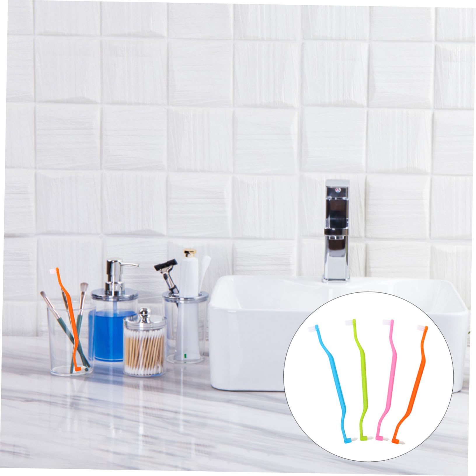 Beavorty 20 Pz Spazzolino Da Denti A Doppia Testa Spazzolini Da Denti Portatili Dente A Doppia Testa Spazzolini Conici Resistenti All'Usura Accessori Interspazio Spazzolino A Ciuffo A