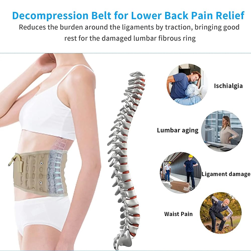 NEWFUN Ceinture Lombaire，Ceintures Lombaires，Ceinture gonflable, dispositif de traction, pour le soulagement des douleurs musculaires du dos et la prévention des blessures Correction de la posture