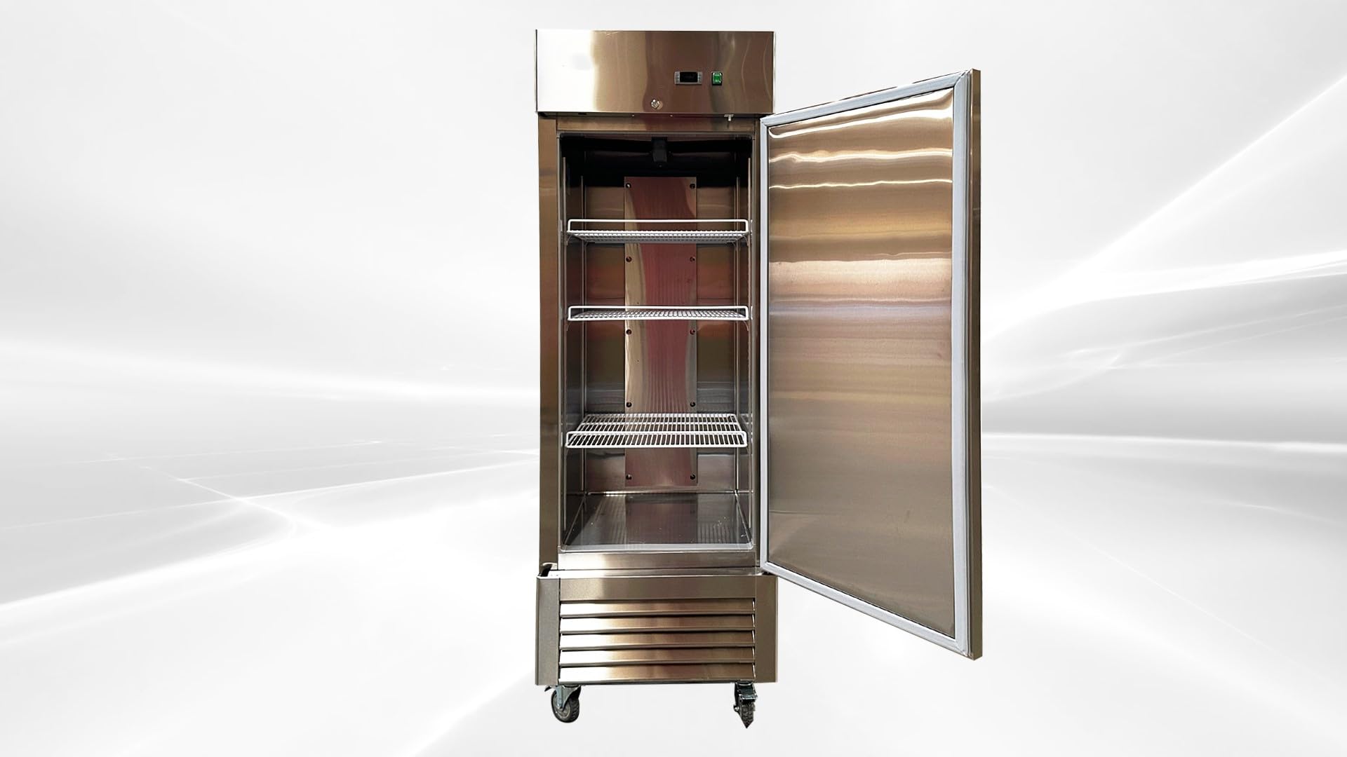 Commercial Upright Freezer, 27"W, Stainless Steel, Digital Temperature Control, Heavy Duty Shelves, Auto Defrost 23 Cu.Ft. Etl Kf-23b1 on Fridge.com - View 2