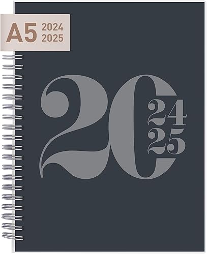 Rileys - Agenda semanal y mensual académica 2024-2025 de 18 meses, agenda tipográfica con cubierta flexible, páginas de notas, encuadernación de