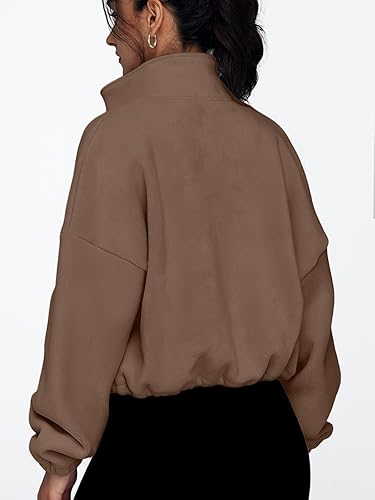 Miniatura 5 de AUTOMET Chaquetas de forro polar con cremallera para mujer, sudaderas de gran tamaño, ropa de invierno, manga larga, sherpa, trajes de otoño, moda