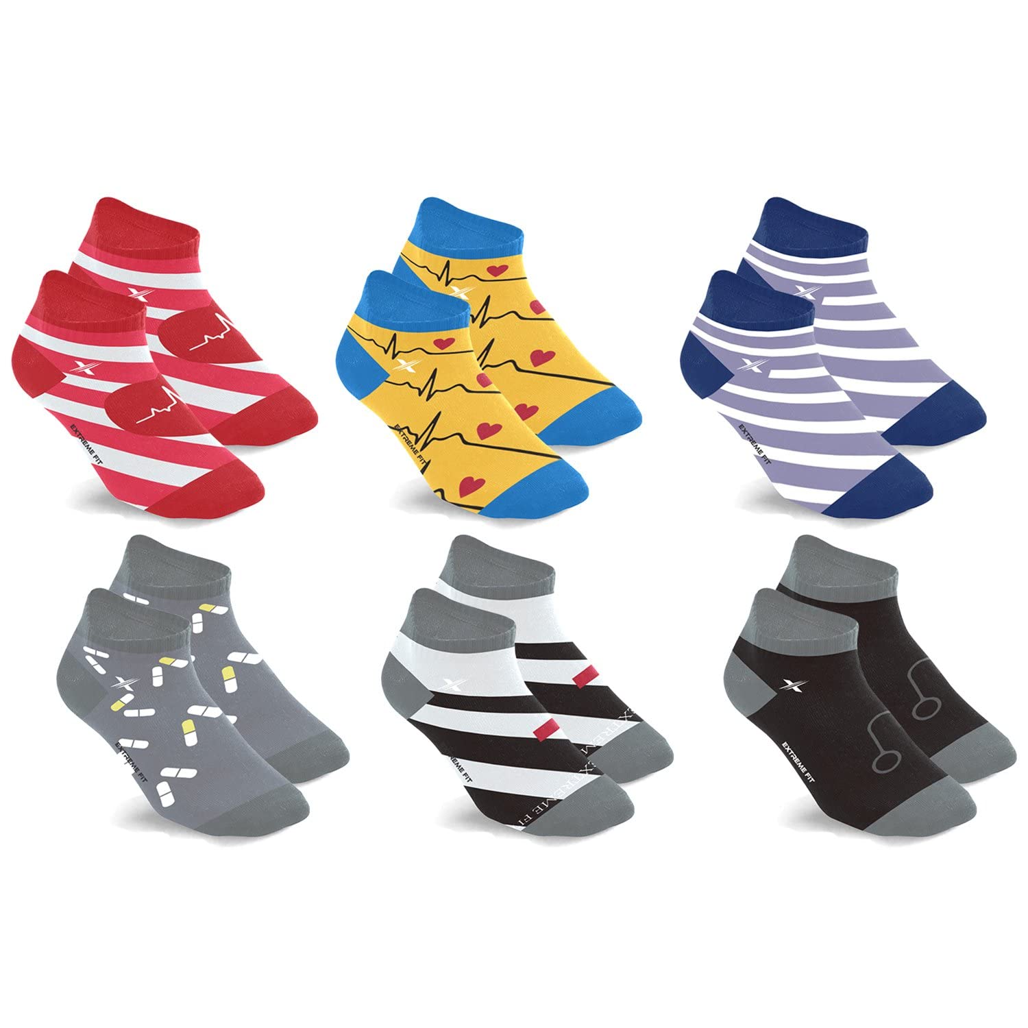 Compression Socks - Ankle High for Running, Athtletics, Travel - 6 Pair
