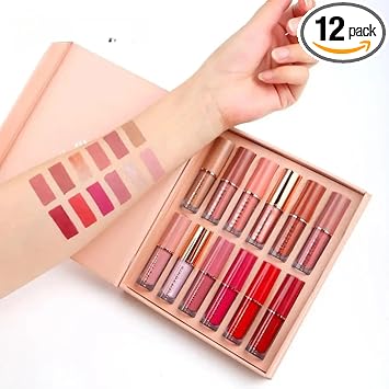 12 Color Book Lip Gloss Set Liquid Lipstick Set | Glossy Lipstick, Intense Colour, Keeps Lips Moisturised, Color Sensational Creamy Glossy Lipstick (Multicolor, 2.5 ml)