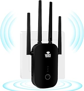 WiFi Extender WiFi Repeater, 1200Mbps WiFi Extenders Signal Booster for Home w/Ethernet Port, 2.4GHz & 5GHz Dual Band Internet Repeater WiFi Signal Booster, Up to 8000Sq. ft and 35+ Devices(Black)