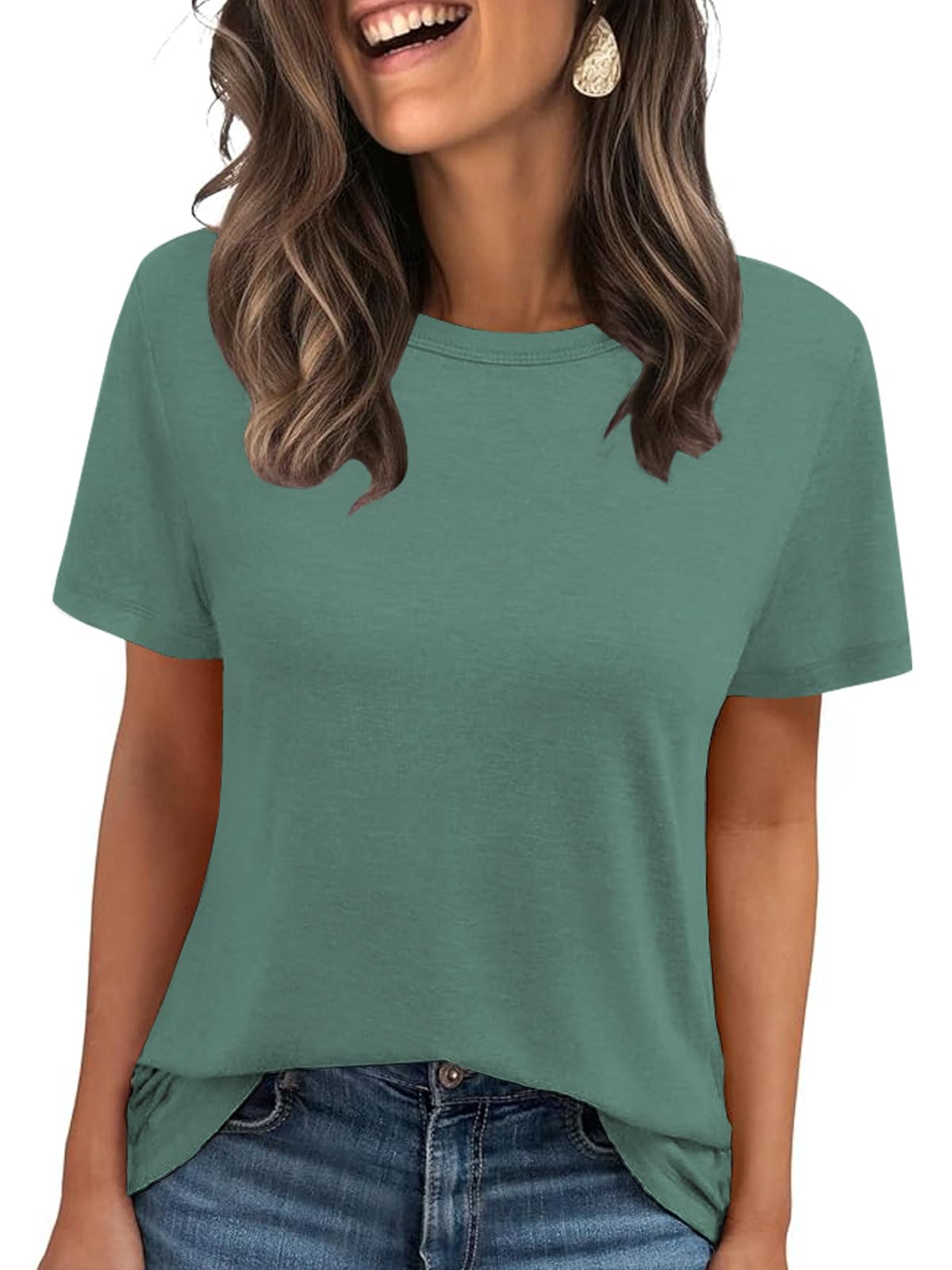 Cuptacc Tshirt Damen Sommer Basic Shirt Rundhals Kurzarm Casual Top | Bluse, Oberteile, Kurze Ärmel, Zeitlos, Elegant, Klassisch, Luftig, Modisch, Clean Look