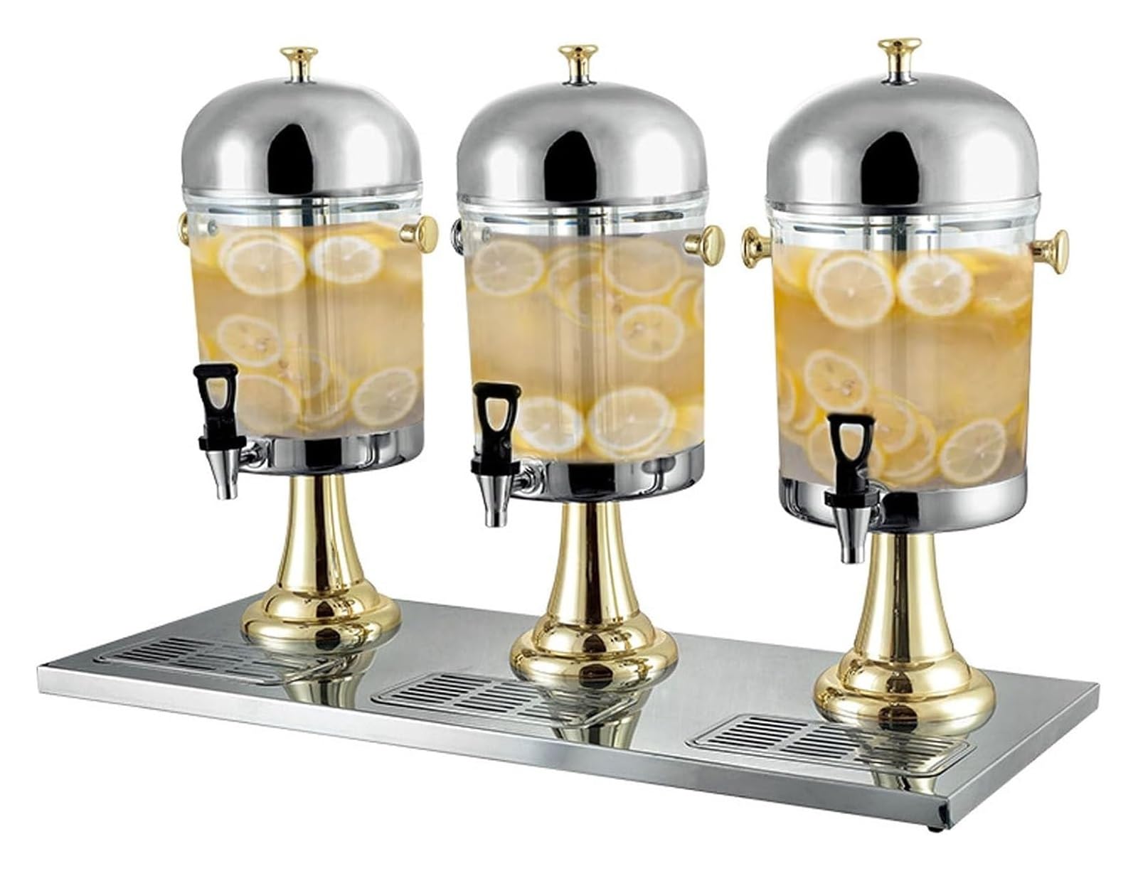 asdchZen Glass Beverage Dispenser,Juice Dispenser, Stainless Steel Juice Dispenser Cold Drink Clear Glass For Breakfast Buffet Bars Hotels,Gold
