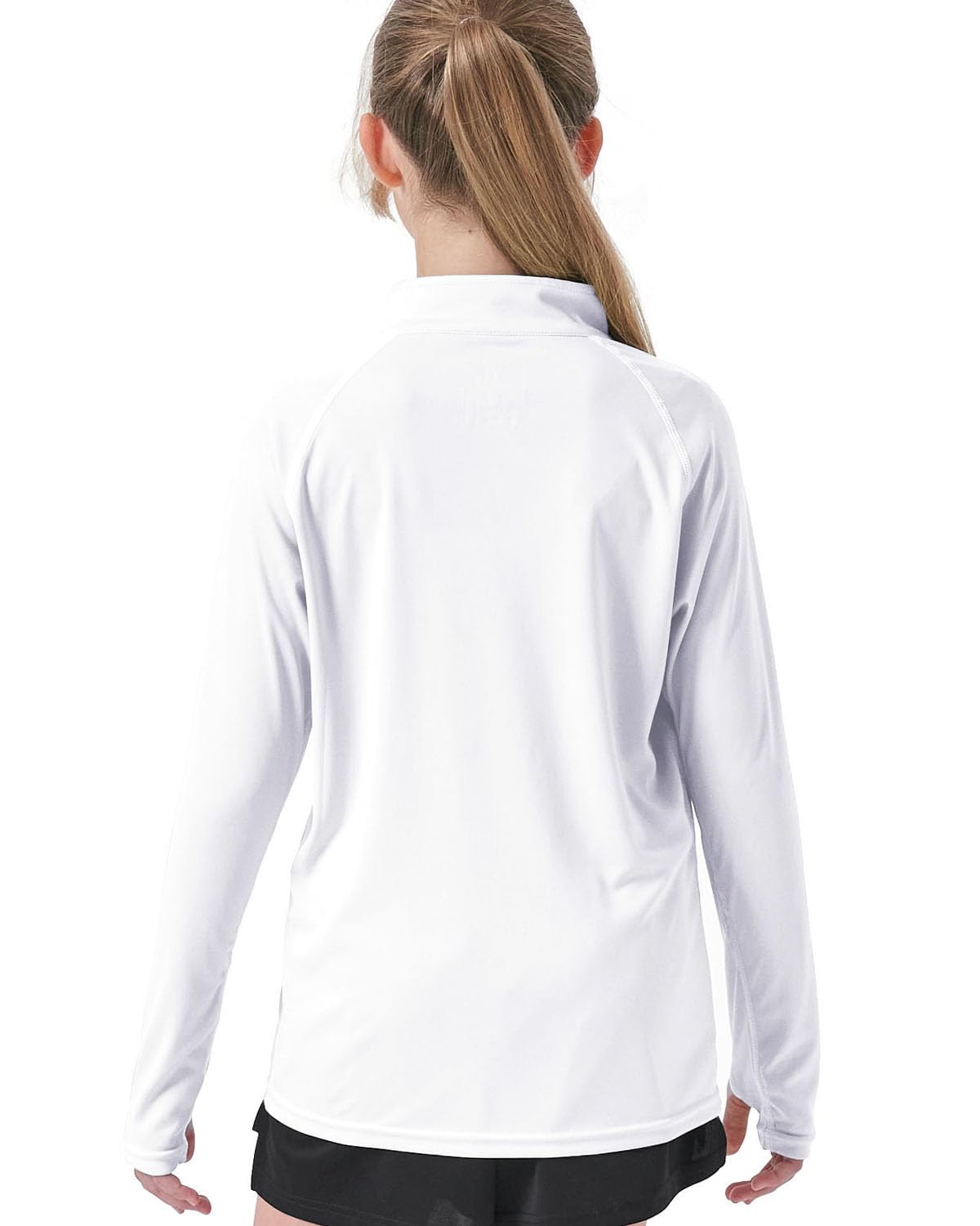 VEOBIKE Girls Long Sleeve Shirts Quick Dry Athletic Tops SPF50+ Performance Tees for Youth Quarter Zip Pullover Sweatshirts