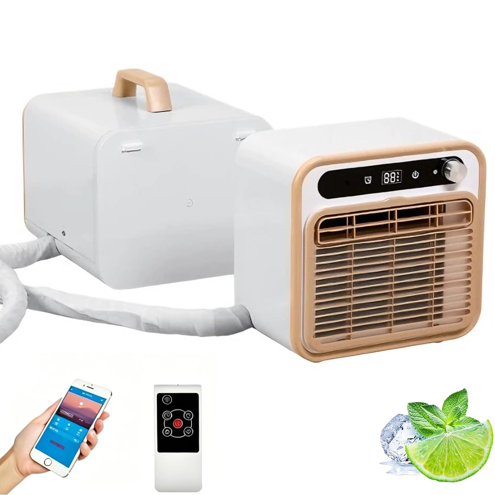 Condizionatore Split Portatile, Unità di Climatizzazione da 5000 BTU con Wi-Fi e Telecomando, Raffreddamento Silenzioso 40dB, Flusso d’Aria 130m³/h, Timer 12H per Camper, Caravan, Campeggio e 1m-Pipe