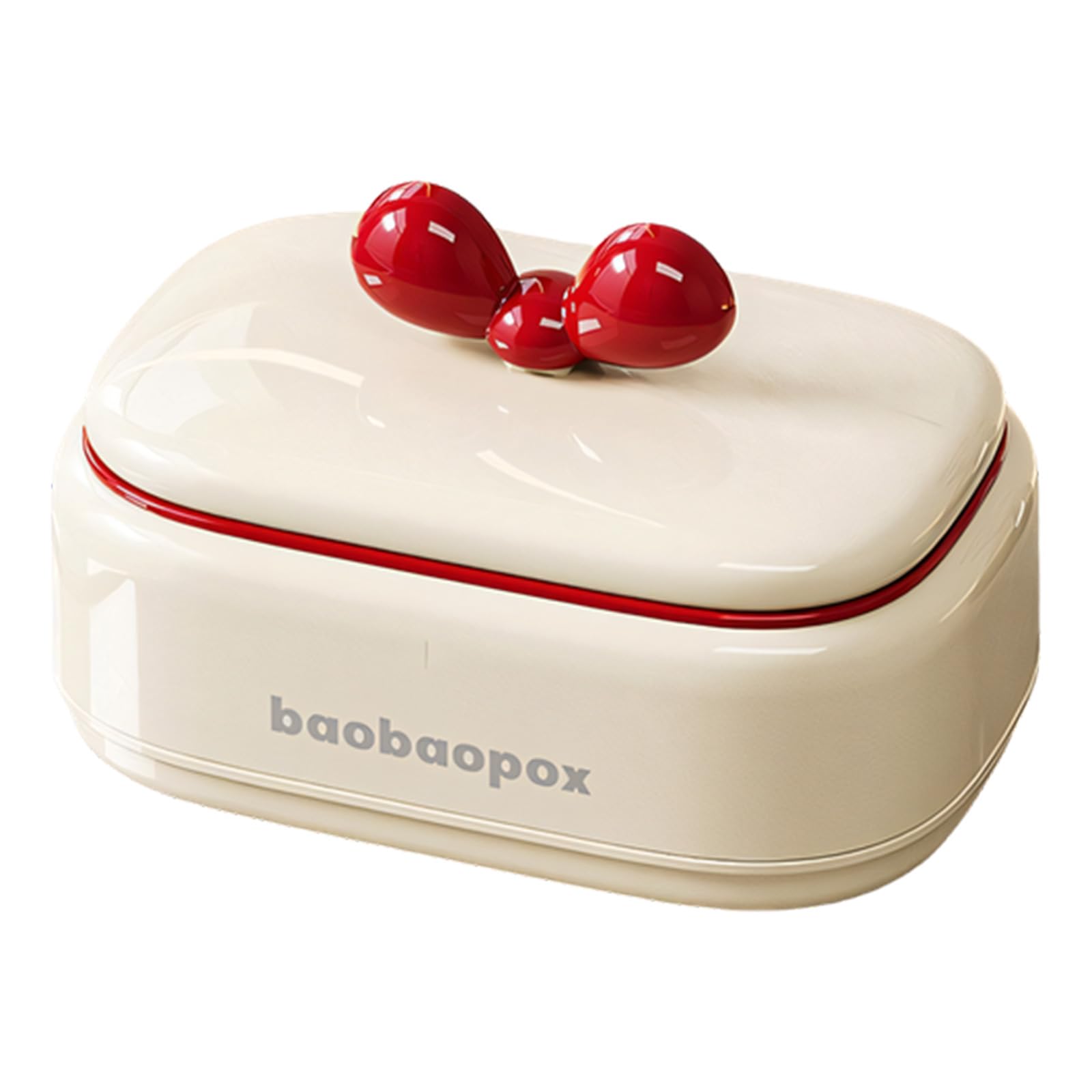 hogtnd Stylish Soap Box with Bow Decoration Drainage Design Container for Bathroom Countertop Storage Accessories