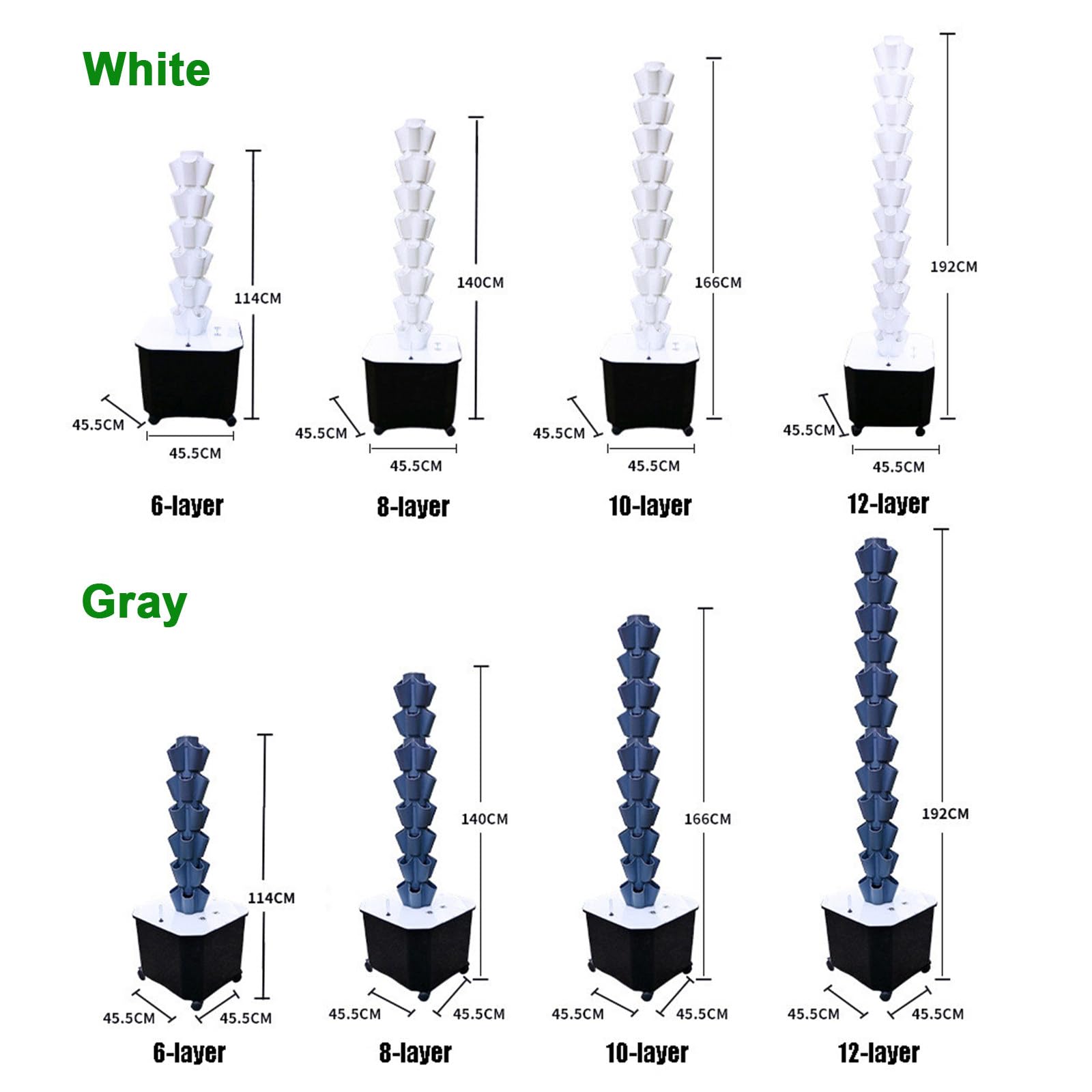 Sistema hidropónico de torre de jardín para hierbas, frutas y verduras, kit de cultivo vertical interior con 8 capas