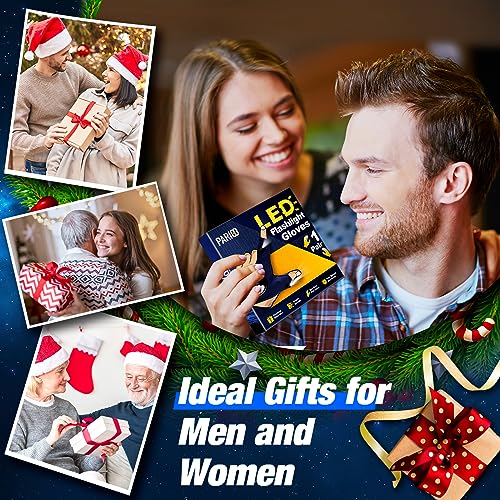 Image of PARIGO LED Flashlight Gloves Gifts for Men Women Christmas Stocking Stuffers for Men Husband Boyfriend Fathers Dad Who Have Everything, Waterproof Lighted Glove Fishing Gift for Birthday Cool Gadgets