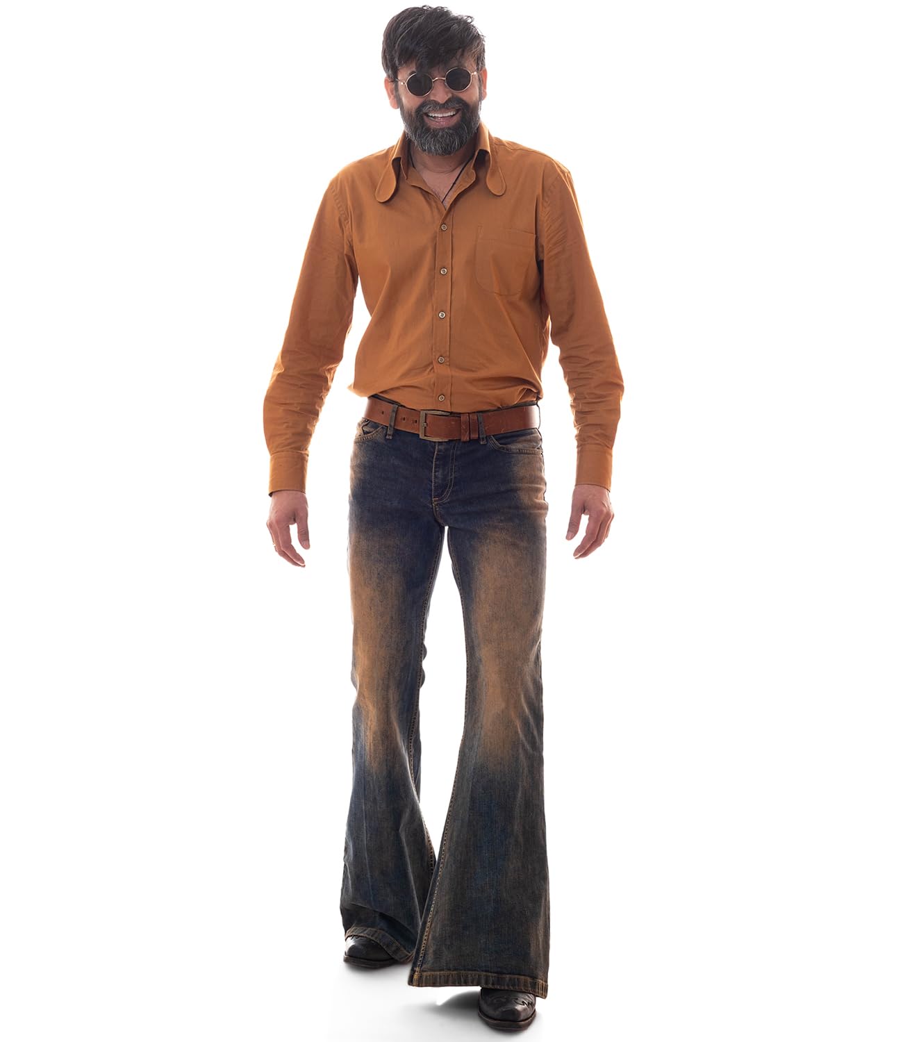 COMYCOM Jeans a Zampa da Uomo con Lavaggio Dirty Star Red County